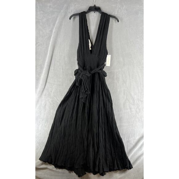 Free People Jen's Pirate Booty Prism Maxi Dress Size Large Black Double V -neck - Picture 6 of 11